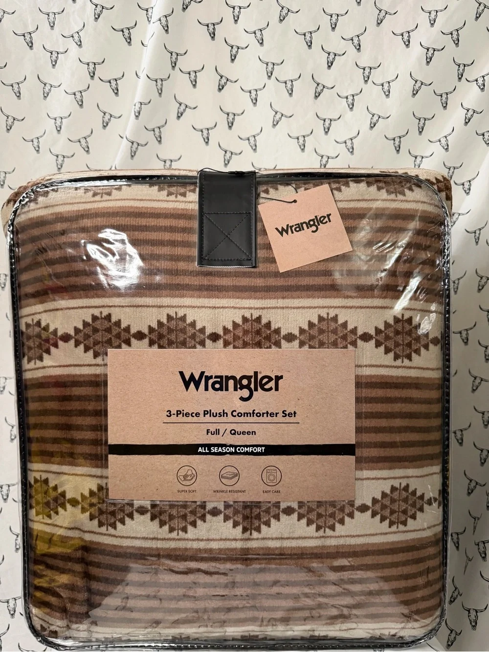 Wrangler Brown and Tan Southwestern Plush Comforter Set